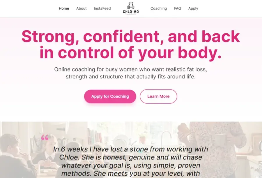 Chlo Mo Fitness. Website built by Flying Penguin.