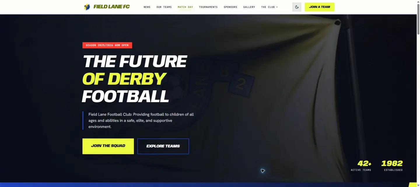 Field Lane Football Club. Website built by Flying Penguin.