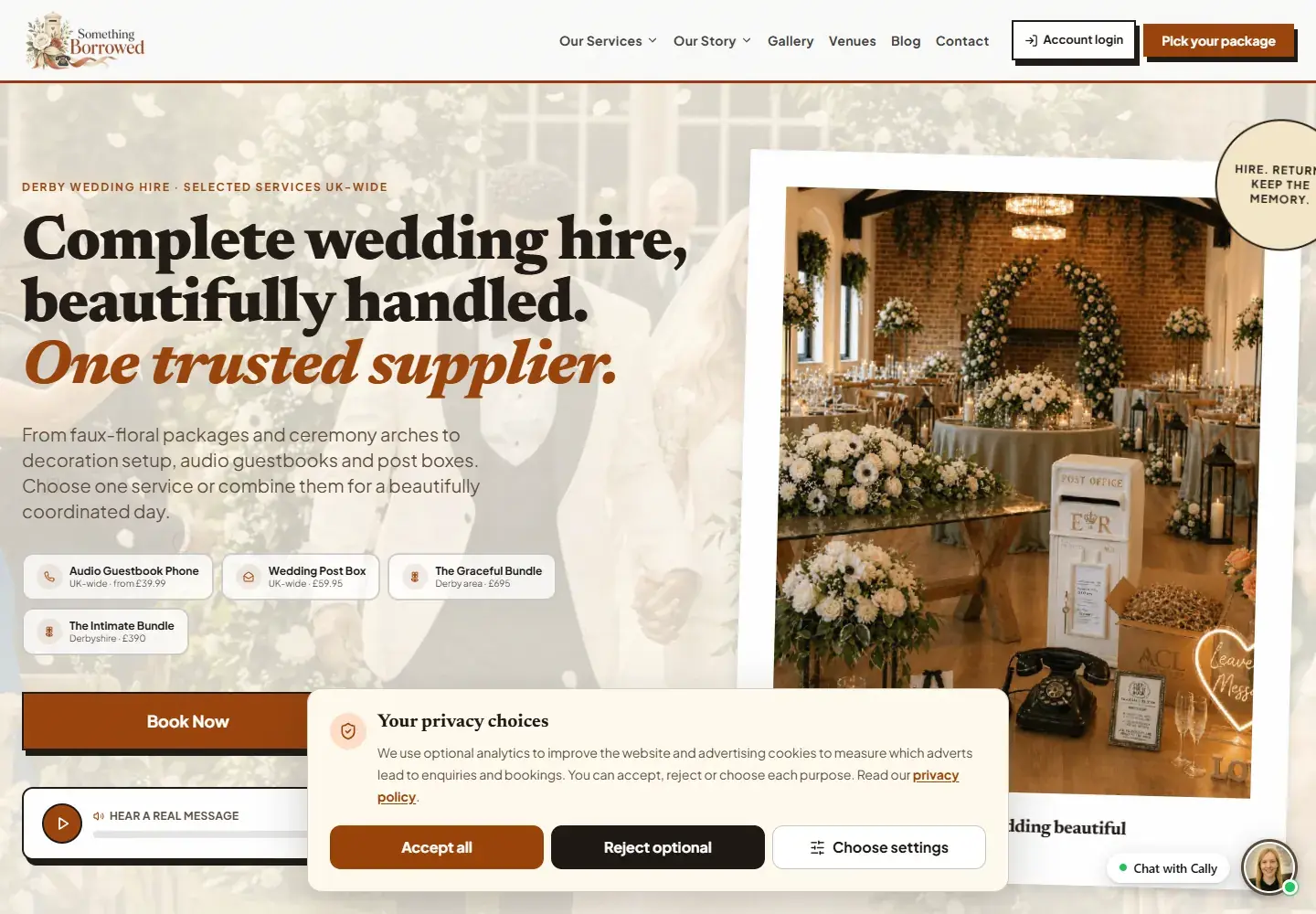 Something Borrowed. Website built by Flying Penguin.
