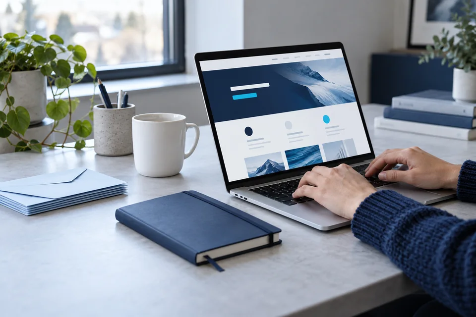 Illustrative website and business email workspace